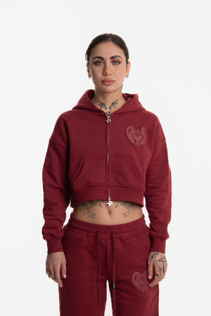 WOMENS ZIP HOODIE WINE RED