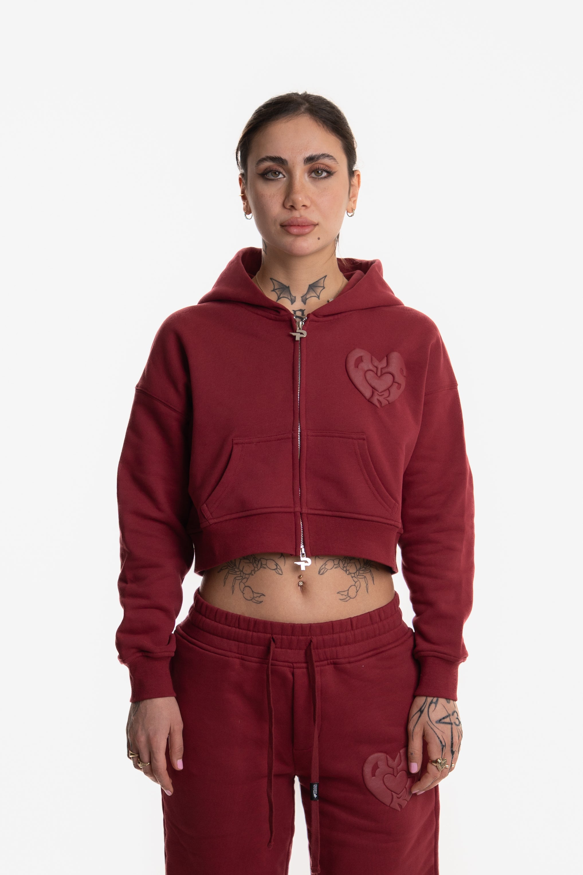 WOMENS ZIP HOODIE WINE RED