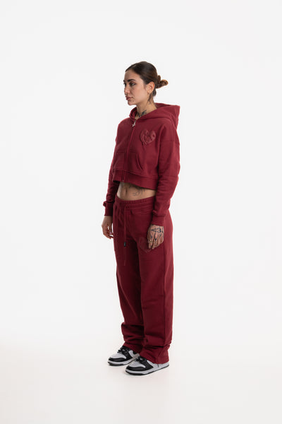 WOMENS ZIP HOODIE WINE RED