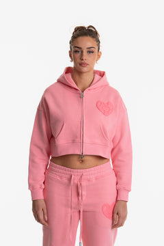 WOMENS ZIP HOODIE BABY PINK