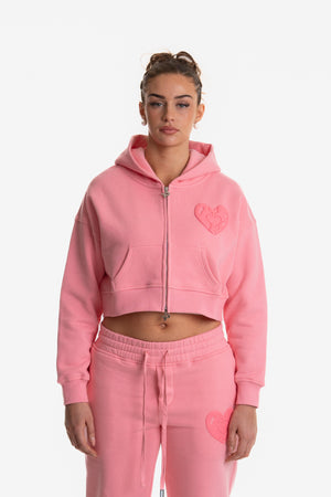 WOMENS ZIP HOODIE BABY PINK