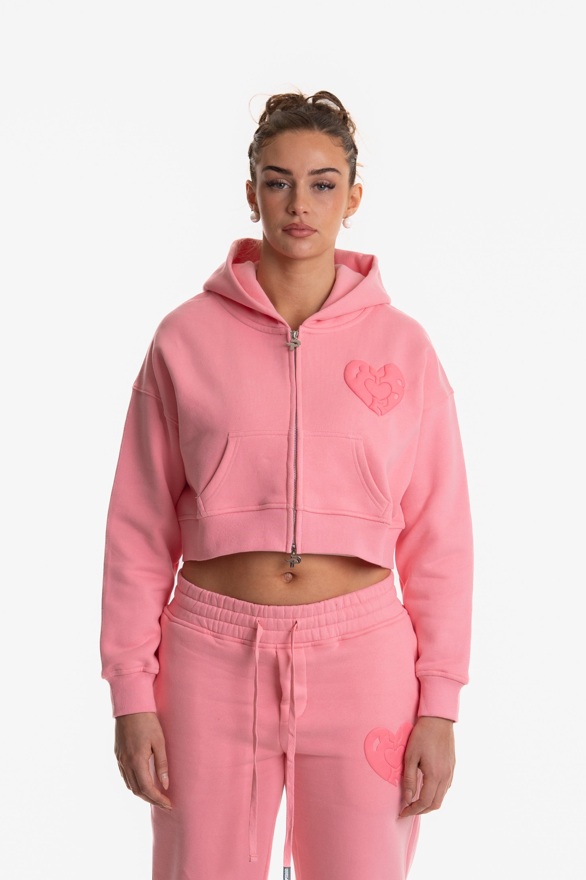 WOMENS ZIP HOODIE BABY PINK
