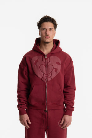 ZIP HOODIE WINE RED