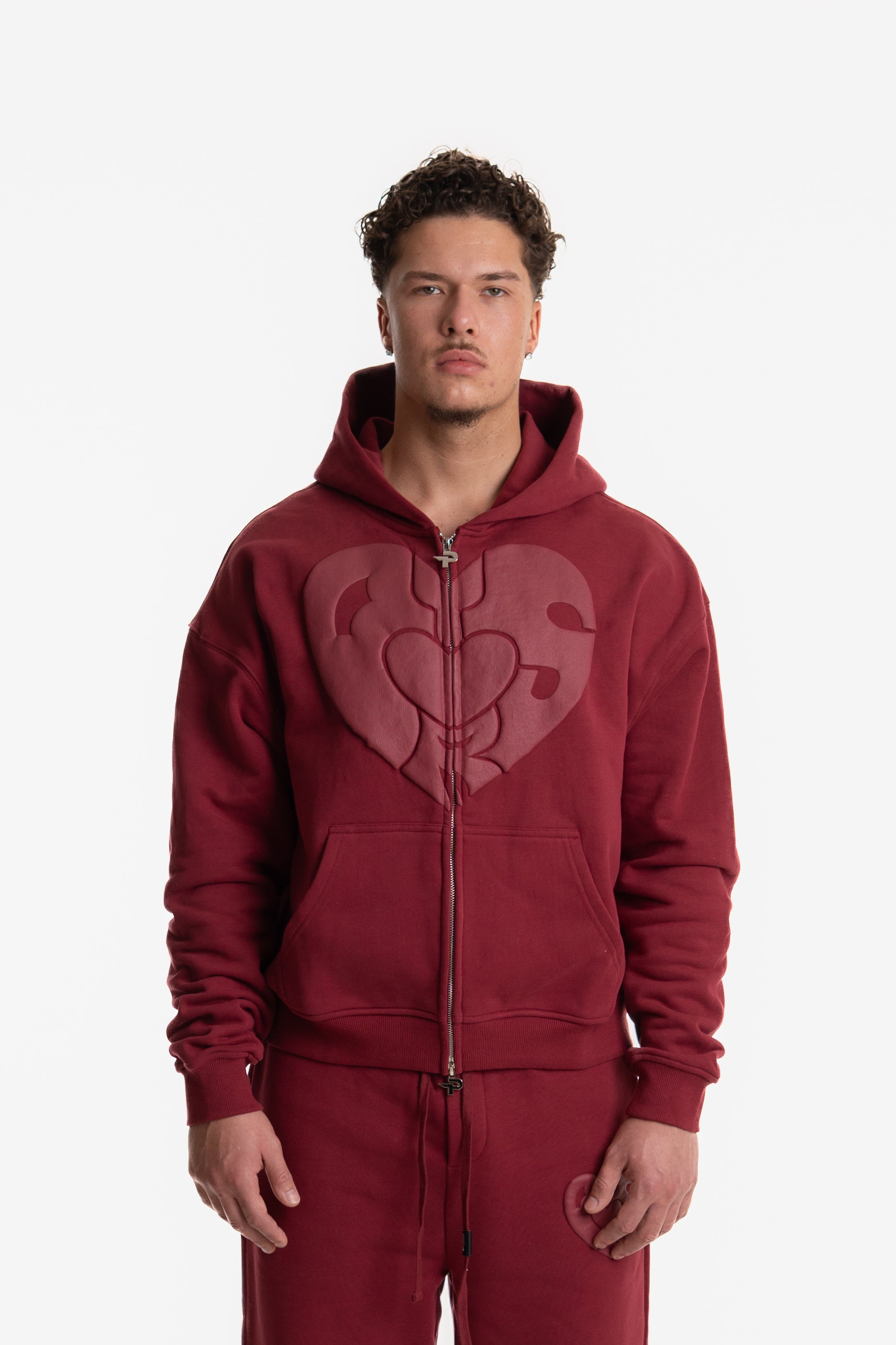 ZIP HOODIE WINE RED