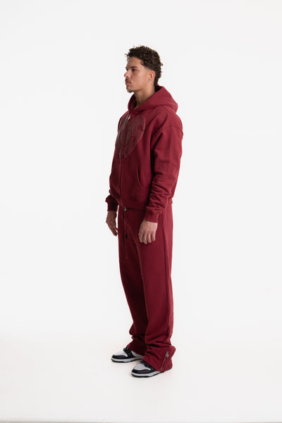 ZIP HOODIE WINE RED
