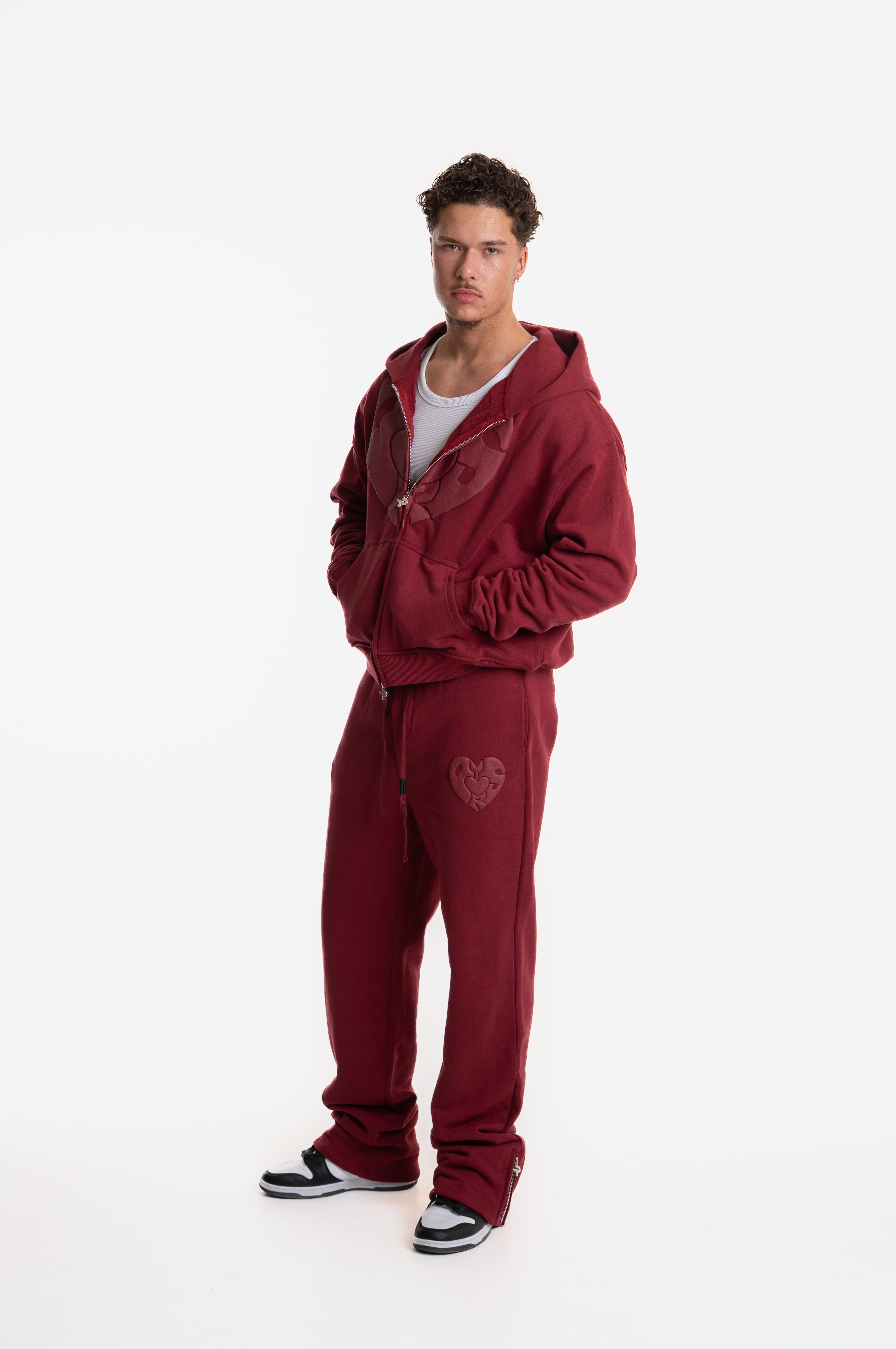 ZIP HOODIE WINE RED