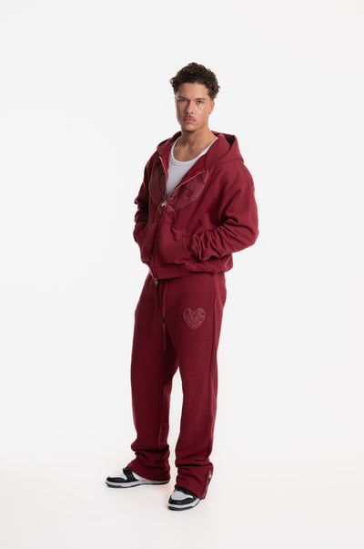 ZIP HOODIE WINE RED