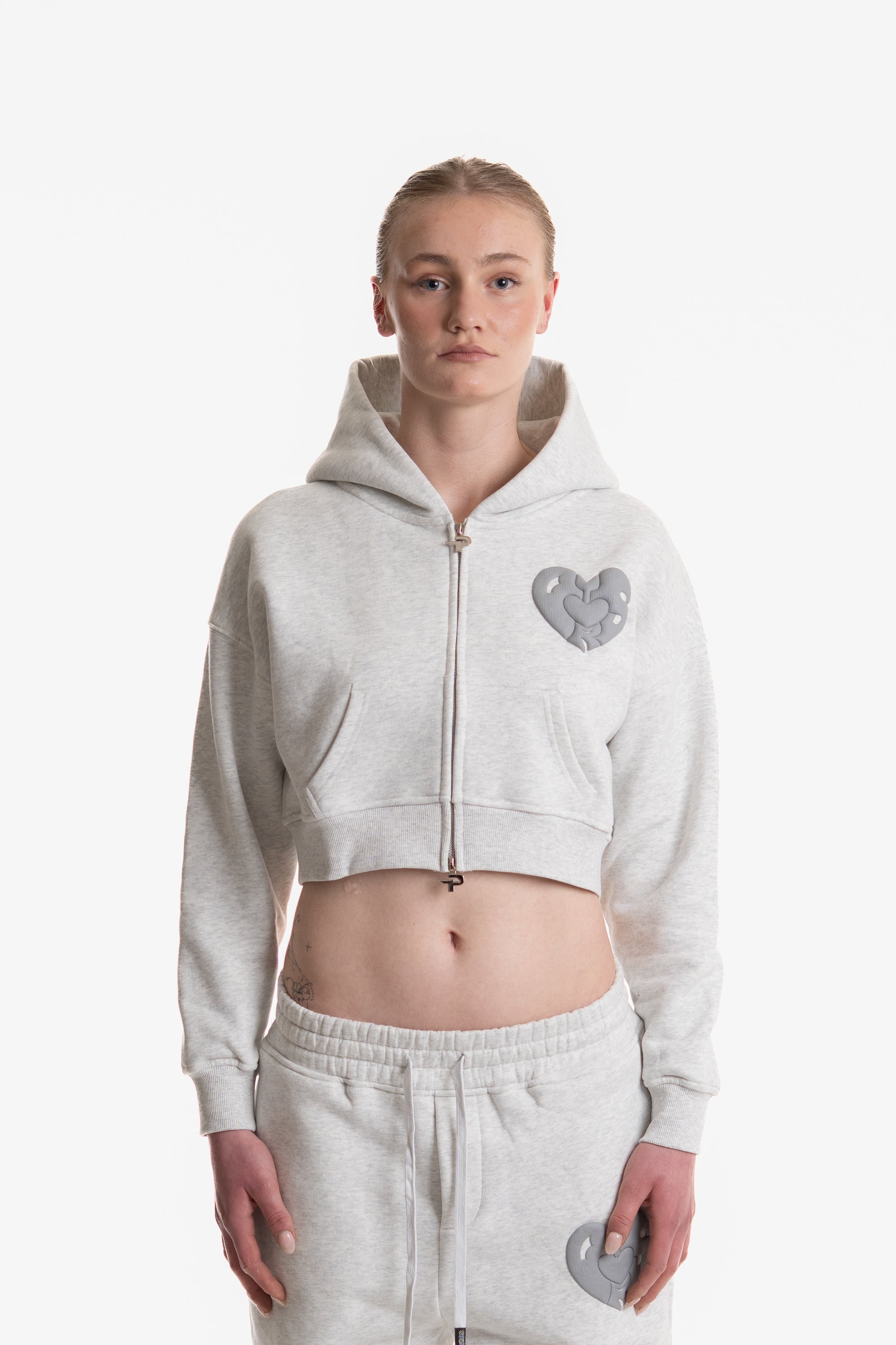 WOMENS ZIP HOODIE LIGHT GREY