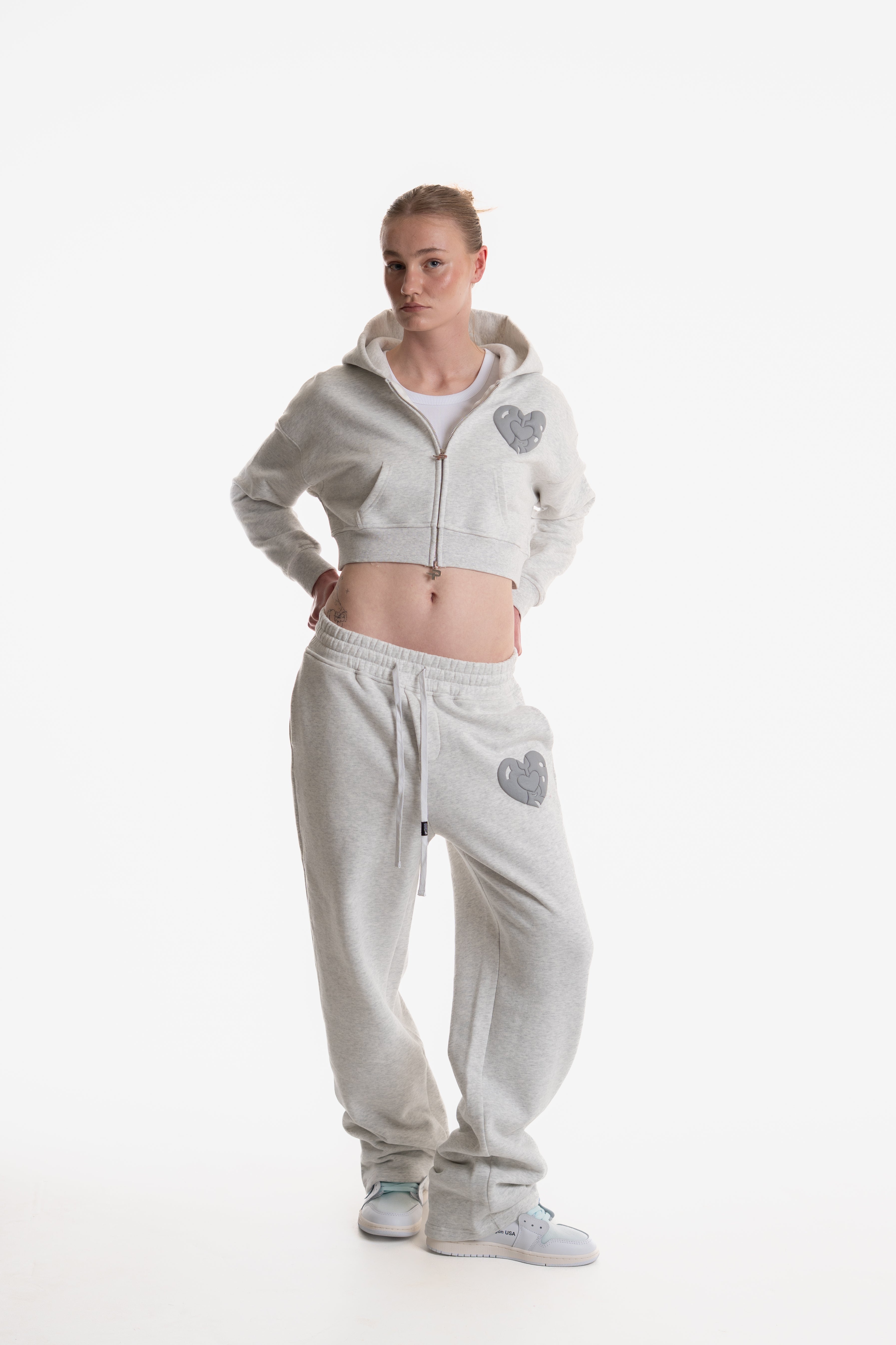 WOMENS ZIP HOODIE LIGHT GREY