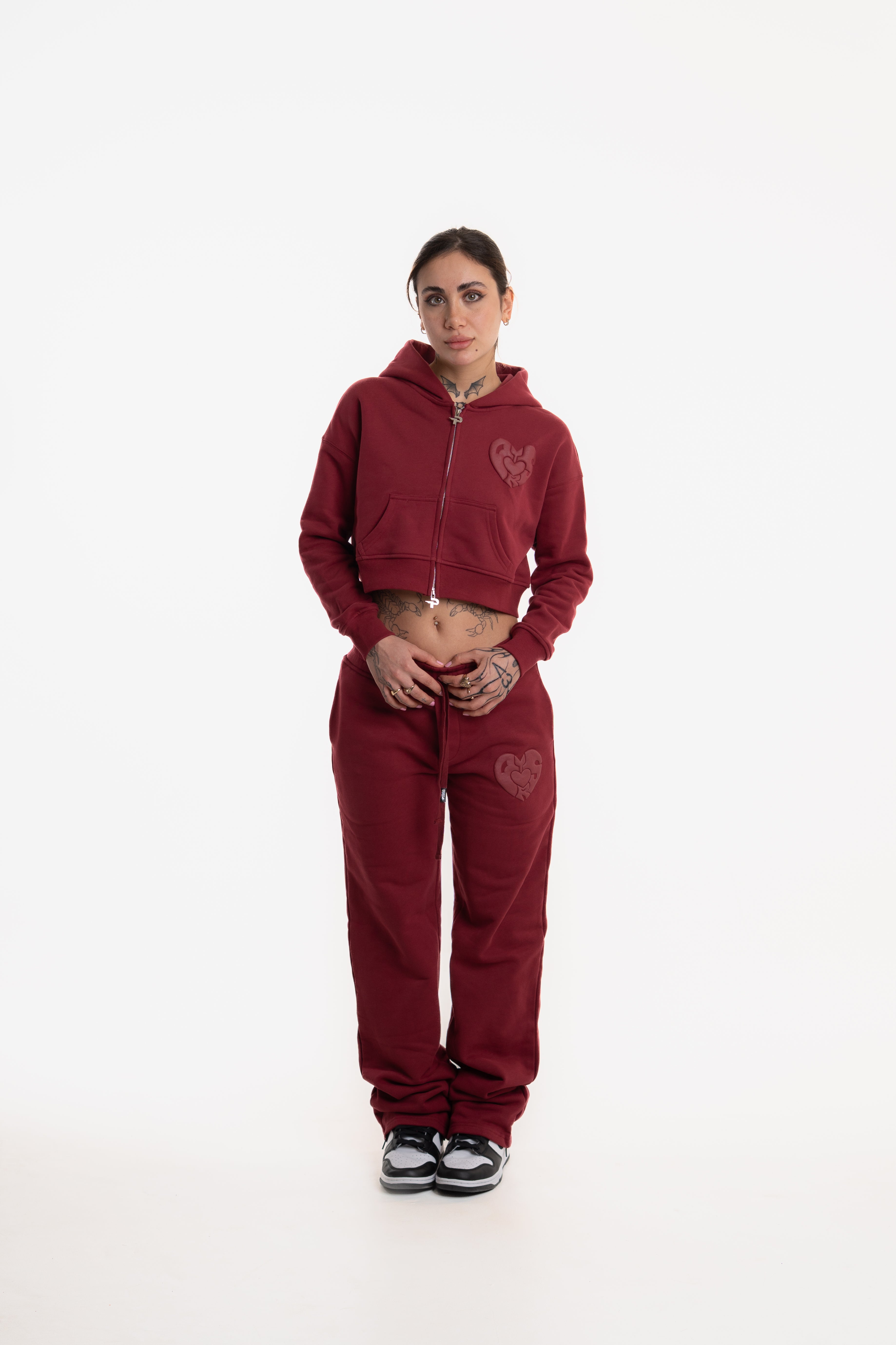 WOMENS ZIP HOODIE WINE RED